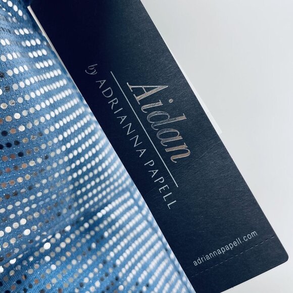 Aidan By Adrianna Papell Blue Sequin Ruched Midi party Dress Size 10 - Picture 5 of 11